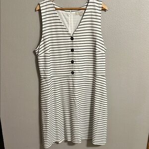 LOFT Black and White Buttoned Mini Sundress
